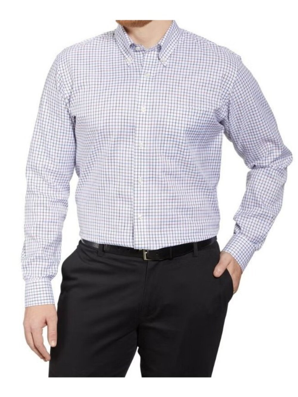 NWT Kirkland Signature Men's 17 34/35 Traditional Button down dress Shirt Plaid